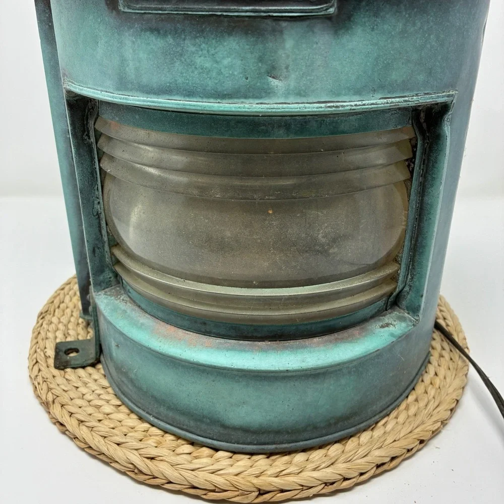 1943 WWII British Navy Ship Lantern Lamp Bow Port Patt 23 Copper Nautical - PAIR